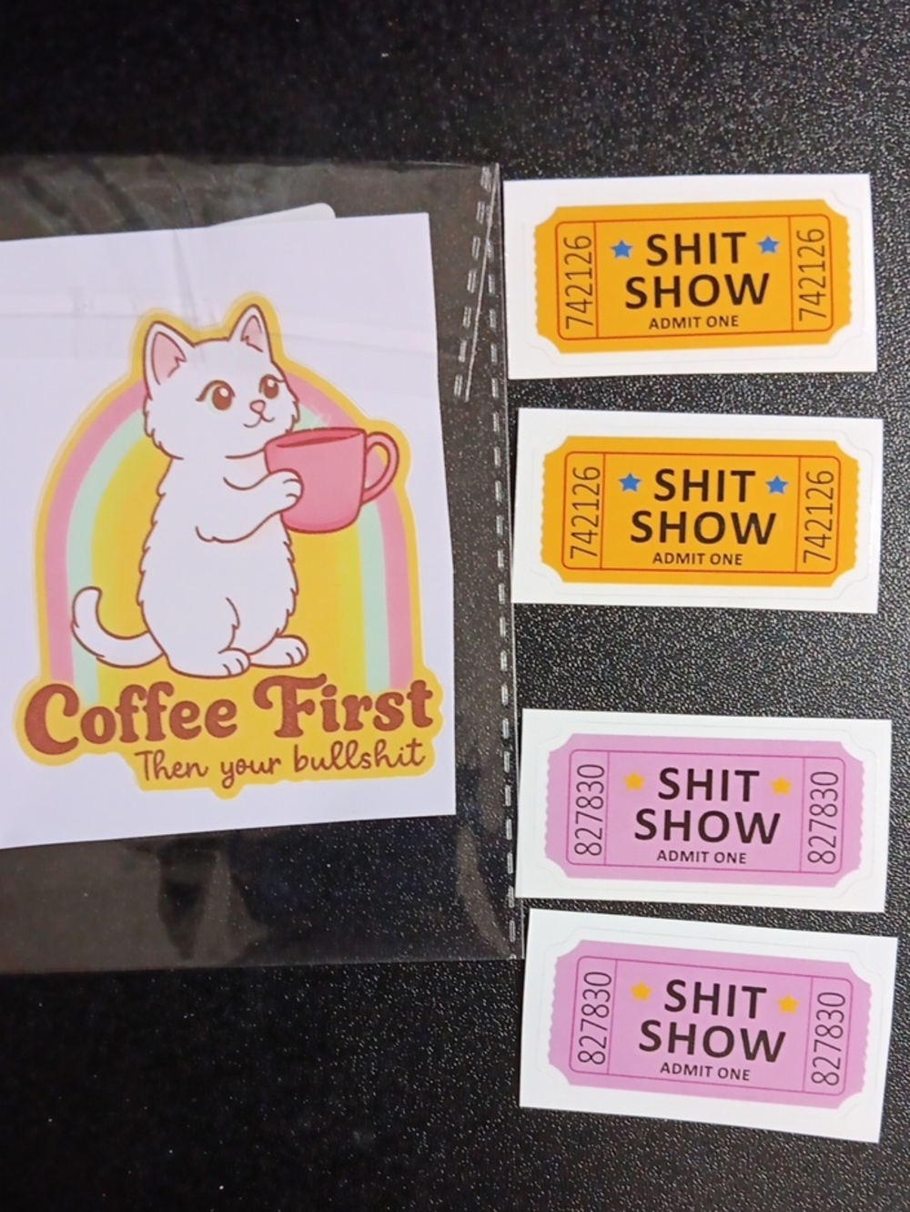 Coffee First Cat Sticker